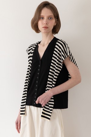 Sleeveless minibutton cardigan -Black