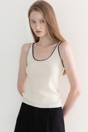 Sleeveless slim knit top - Ivory