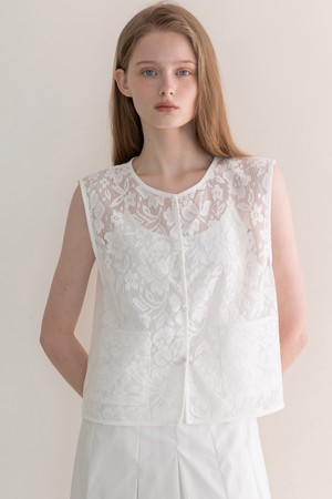 Lace vest - White