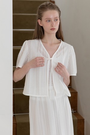 Punching cardigan - White