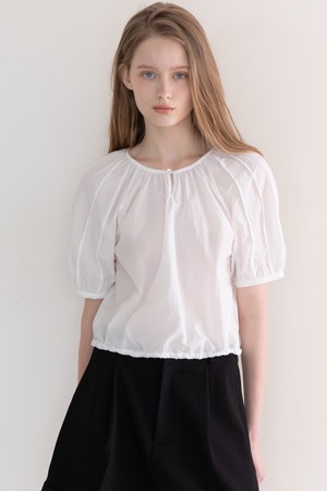 Pintuck slevee crop blouse - White
