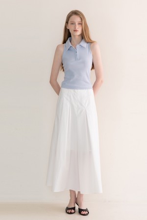 Pintuck long skirt - White