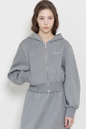 Crop hooded zip-up_2color