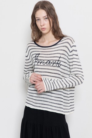 Stripe round knit wear_2color