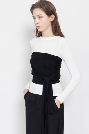 Bustier layered T-shirt_Black