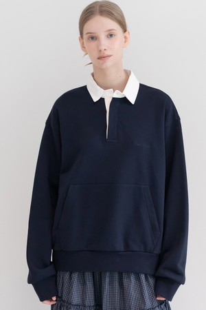 Collar sweat shirt_Navy