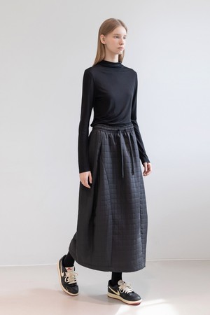 Quilting Balloon Banded Skirt_Black