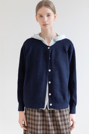 Layered Hooded Knit Cardign_Navy