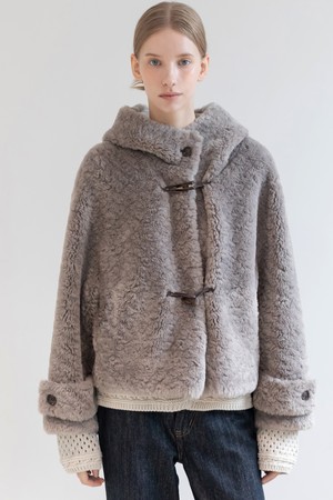Duffle Fur Crop Hooeded Jacket_Gray