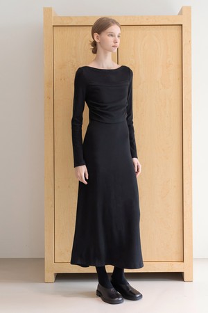 Boat neck Slim Dress_2color