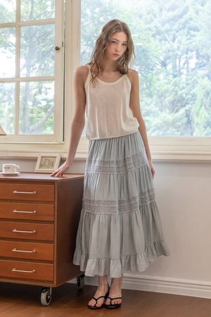 Lace banded skirt_5color