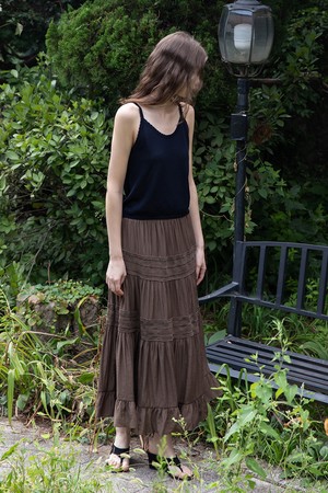 Lace banded skirt_5color