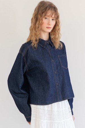 Denim crop shirt_2color