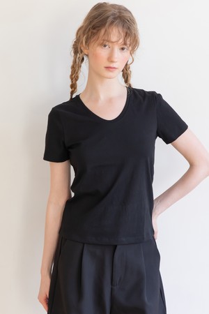 U-neck slim T-shrt_2color