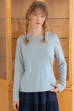 Layered round knitwear_3color