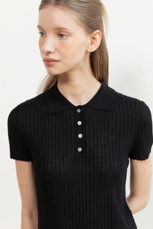 Collar crop knitwear_2color