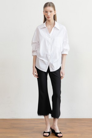 Fringe slim banded pants_Black