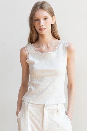 Sleeveless layered knit top_3color