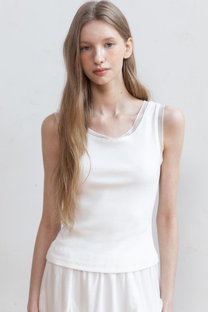 Sleeveless layered knit top_3color