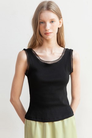 Sleeveless layered knit top_3color