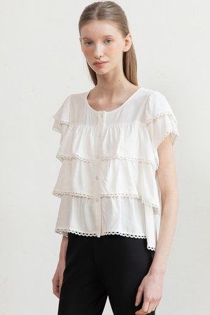 Tiered ruffle blouse_White
