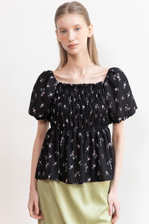 Flower smocking blouse_2color