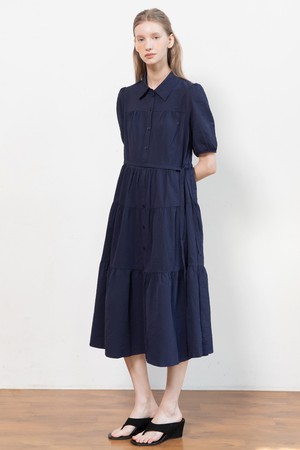 Tiered shirring dress_2color