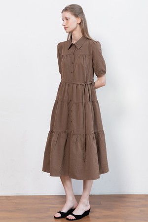 Tiered shirring dress_2color
