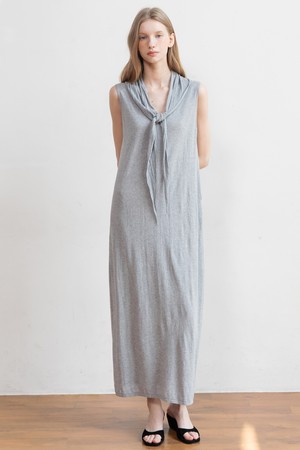 Sleeveless u-neck maxi knit dress_2color