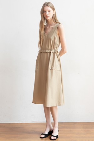 Sleeveless v-neck string dress_2color