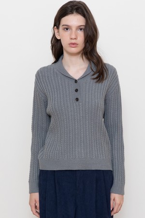 Collarneck cable knitwear_2color