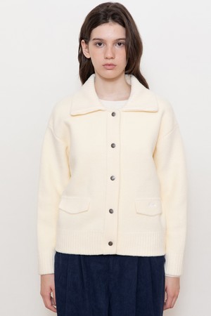 Voulme collar knitcardigan_2color