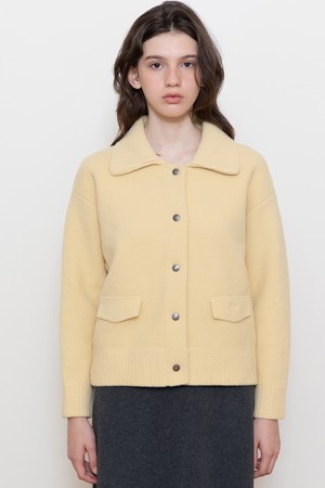 Voulme collar knitcardigan_2color