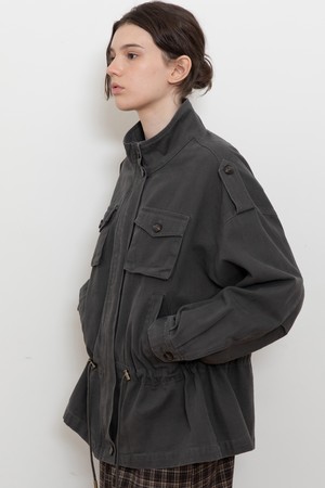 Highneck string half jacket_2color