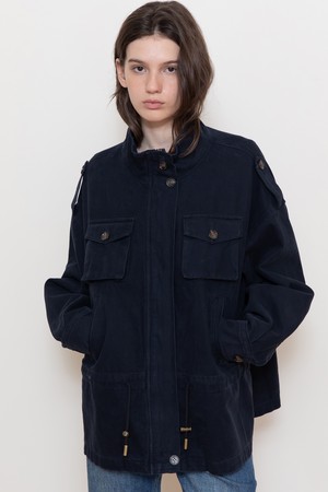 Highneck string half jacket_2color