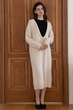 Vneck layered knit dress_2color