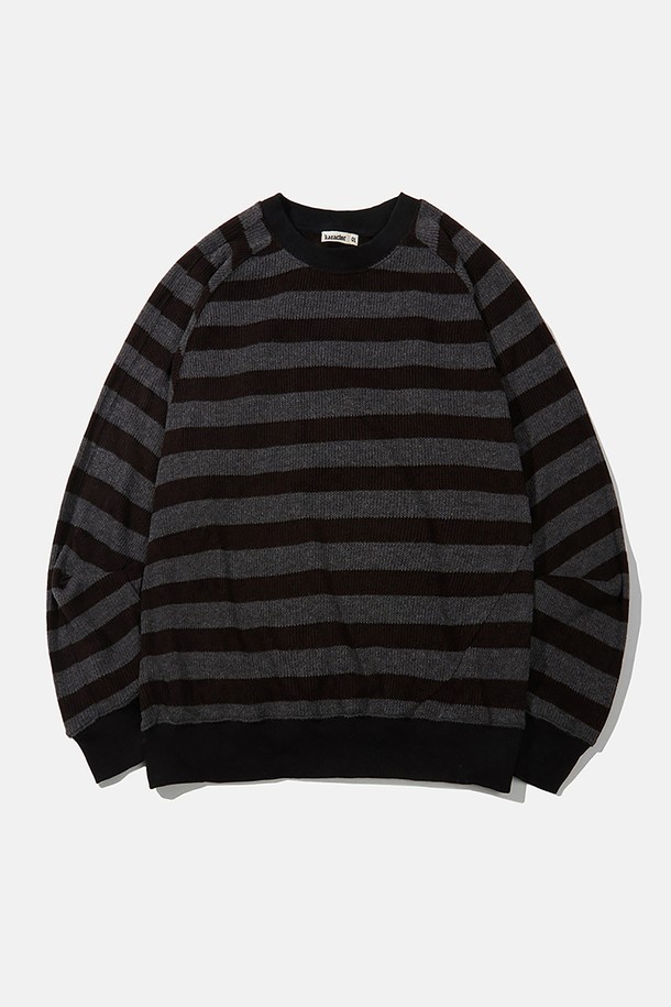 Mingle striped knit / Black charcoal_KARACTOR