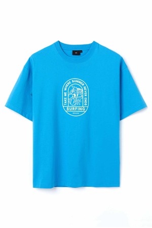 심플 프렌치캣 티셔츠_BLUE