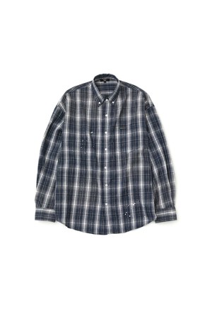 페인팅 플란넬 체크셔츠_NAVY