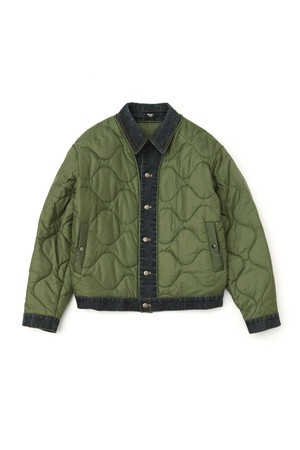 데님 레이어 퀼팅 자켓_KHAKI