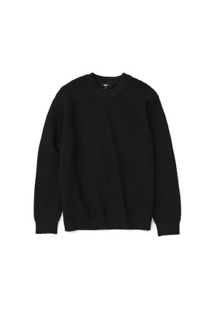 와플 크루넥 니트_BLACK