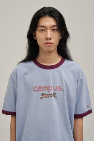 Campus Overdyed ringer T-shirt (Faded Blue)
