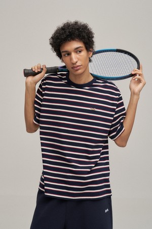 Multi Stripe Half T-shirt (Navy)