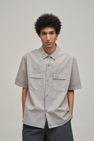 Open collar Overdyed Shirt (Dusty Gray)