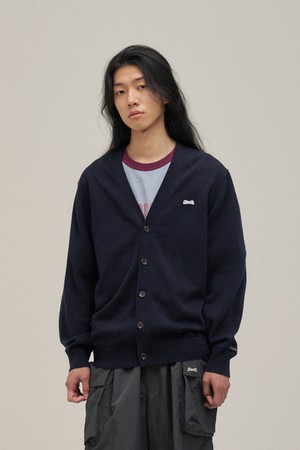 Classic V-neck cardigan (Navy)