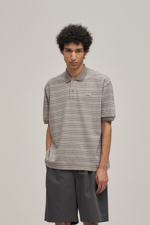 Multi-stripe polo T-shirt (Pale Khaki)