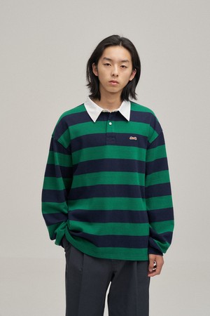Rugby Stripe longsleeve T-shirt (Navy-Green)