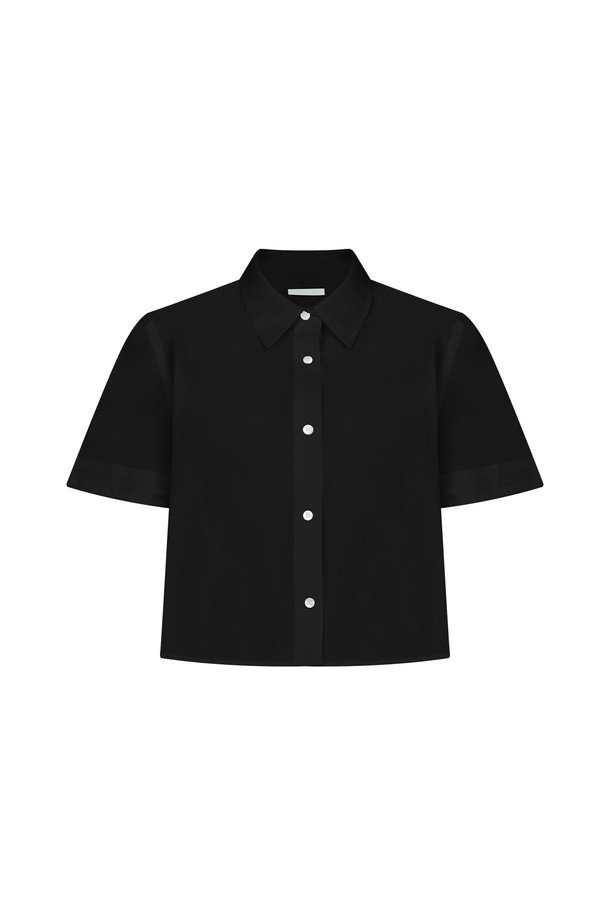 RENEJ - 셔츠 - Crop Half Sleeve Shirt