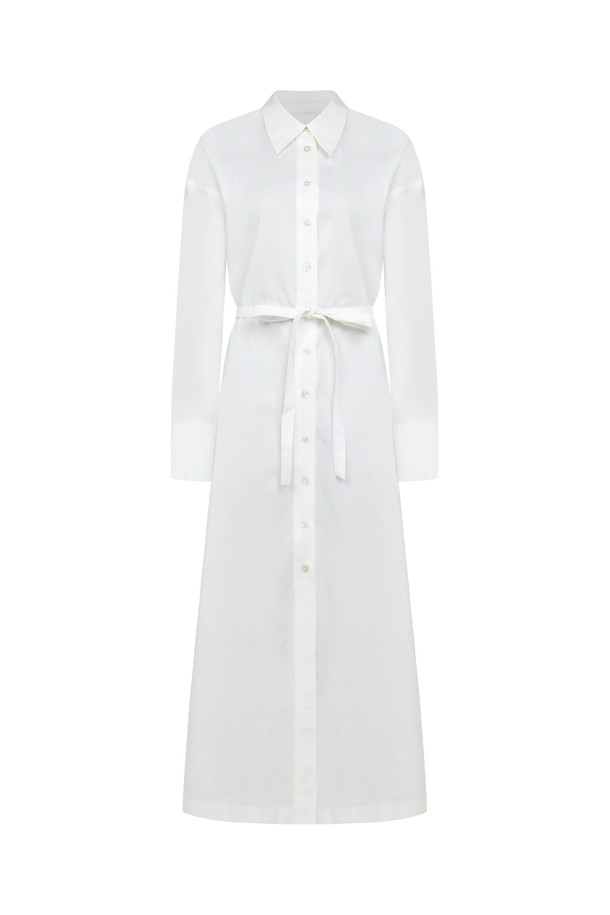 RENEJ - 긴소매 원피스 - Button-up Collar Shirt dress