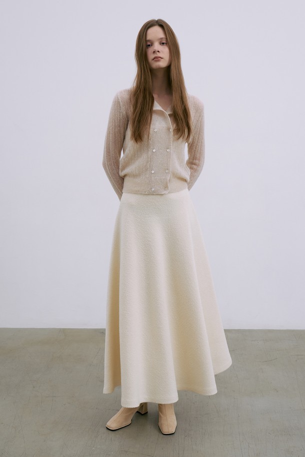 RENEJ - 롱스커트 - Tweed Pleated Long Skirt